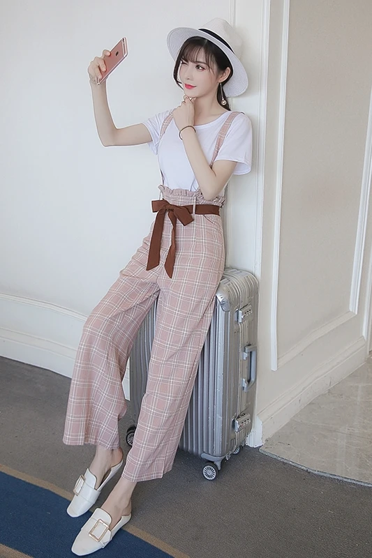 P Ammy Preppy Style Plaid Wide Leg Pants High Waist Straps Checkered Pants 2019 Spring Summer New fashion pants
P Ammy Preppy Style Plaid Wide Leg Pants High Waist Straps Checkered Pants 2019 Spring Summer New fashion pants