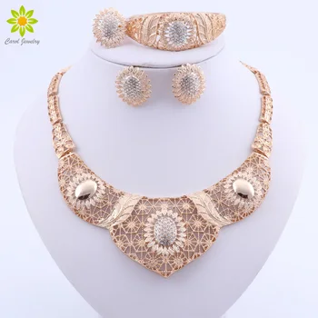 Wedding Jewelry Sets For Brides Crystal Necklace Earrings Bracelet Ring Set For Women Dubai Gold Color Costume Jewellery
Wedding Jewelry Sets For Brides Crystal Necklace Earrings Bracelet Ring Set For Women Dubai Gold Color Costume Jewellery