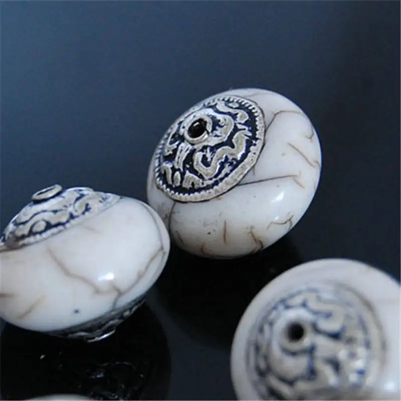 TSB0407 Tibet Silver Capped White Resin Abacus Beads Silvertone Snail Design Bead
TSB0407 Tibet Silver Capped White Resin Abacus Beads Silvertone Snail Design Bead