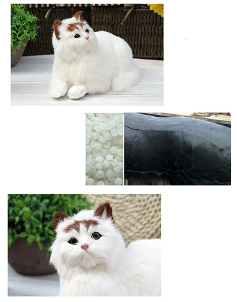 Dorimytrader lifelike animal lying cat plush toy soft simulation cats pet doll decoration for car kids gift 18X31cm DY80028 (2)
