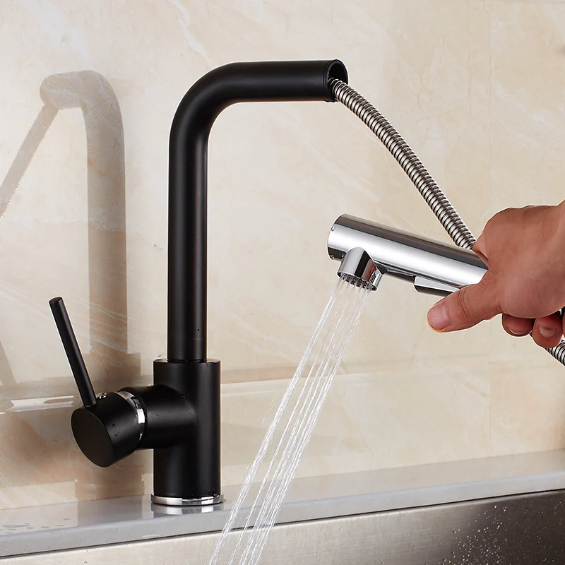 Kitchen Faucet Single Handle Black and Chrome Pull Out Kitchen Faucet Single Hole Swivel 360 Degree Sink Mixer Tap Mixer Tap
Kitchen Faucet Single Handle Black and Chrome Pull Out Kitchen Faucet Single Hole Swivel 360 Degree Sink Mixer Tap Mixer Tap
