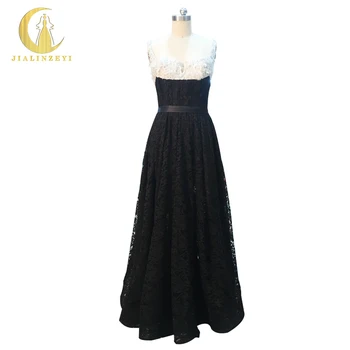 Rhine Real Sample Image Elie Saab Two Straps Sliver Flowers and Beads Black Lace Floor Length Formal Party Evening Dress
Rhine Real Sample Image Elie Saab Two Straps Sliver Flowers and Beads Black Lace Floor Length Formal Party Evening Dress