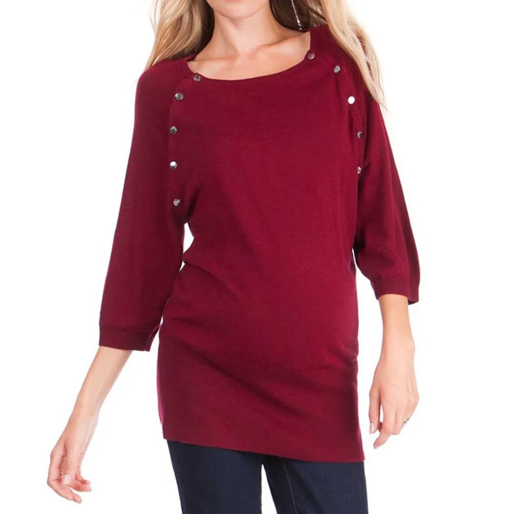 LONSANT Maternity Blouse Women Three Quarter Sleeve Tops Nursing Button Casual Blouse solid color Breastfeeding Clothes
LONSANT Maternity Blouse Women Three Quarter Sleeve Tops Nursing Button Casual Blouse solid color Breastfeeding Clothes