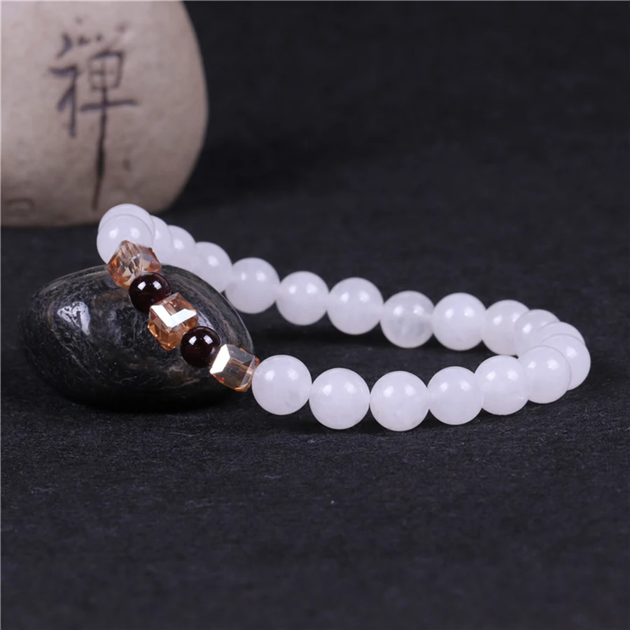

White Stone Beads Luck Bracelet Natural Energy Stones Cleanses Healing Cuff Bracelets For Women Men Good Lucky Jewelry 2019