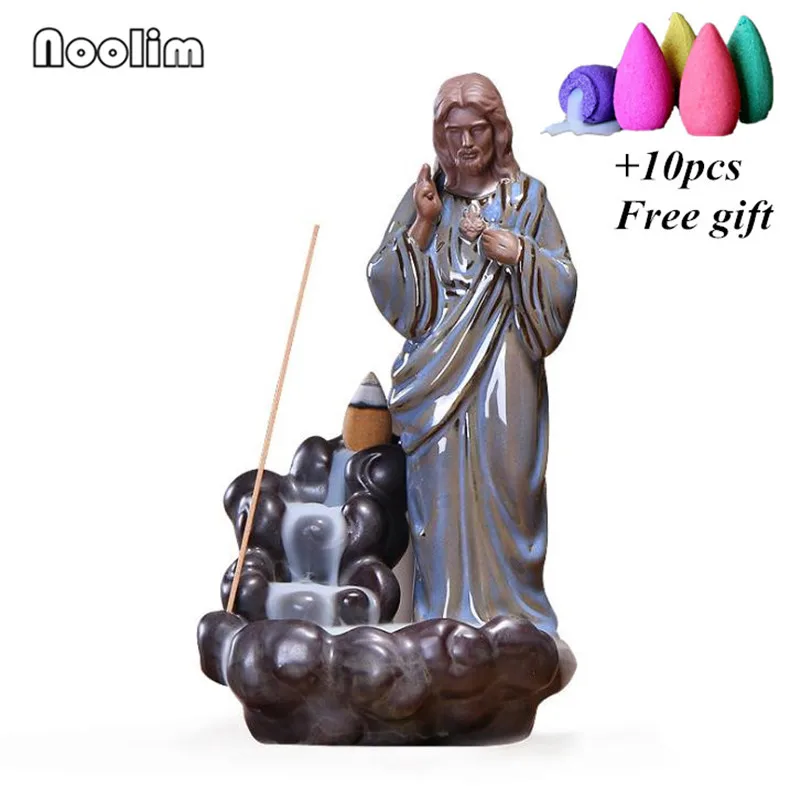 Ceramic Jesus Christ Virgin Mary Statue Figurine Backflow Incense Burner Handicraft Incense Stick Holder Censer+10pcs Free Cones
Ceramic Jesus Christ Virgin Mary Statue Figurine Backflow Incense Burner Handicraft Incense Stick Holder Censer+10pcs Free Cones