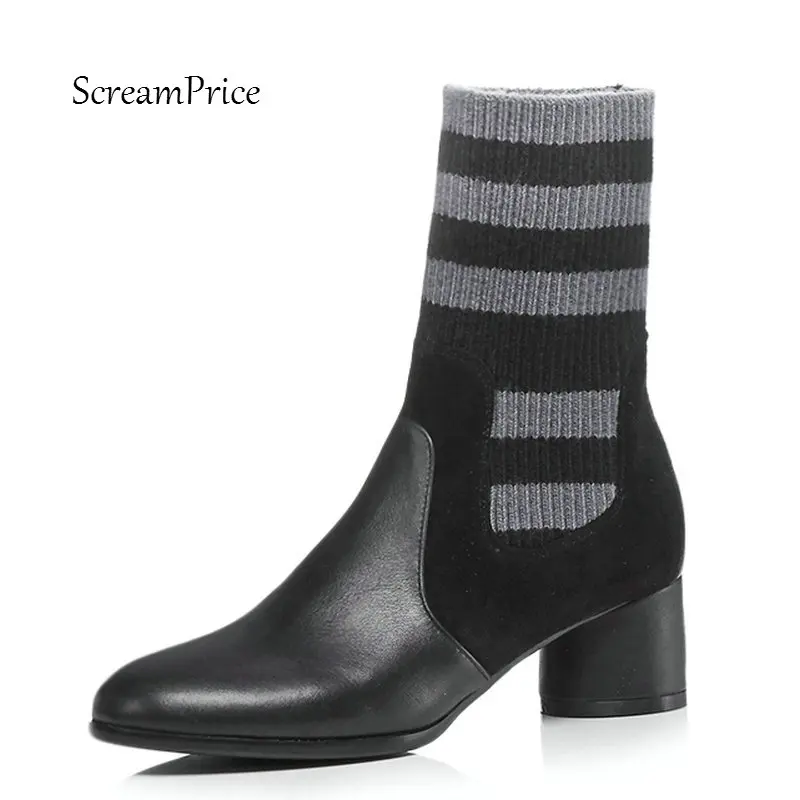 Female Genuine Leather Comfort Square Heel Ankle Boots Fashion Slip On Stripe Round Toe Fall Winter Bootie Black Green
Female Genuine Leather Comfort Square Heel Ankle Boots Fashion Slip On Stripe Round Toe Fall Winter Bootie Black Green
