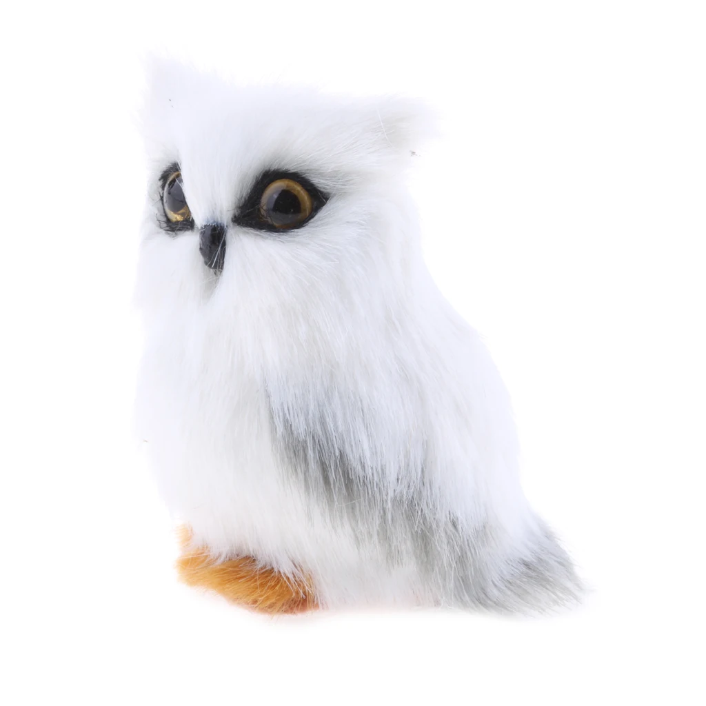 Mini Simulation Owl Animal Home Decoration Simulation Artificial Owl White