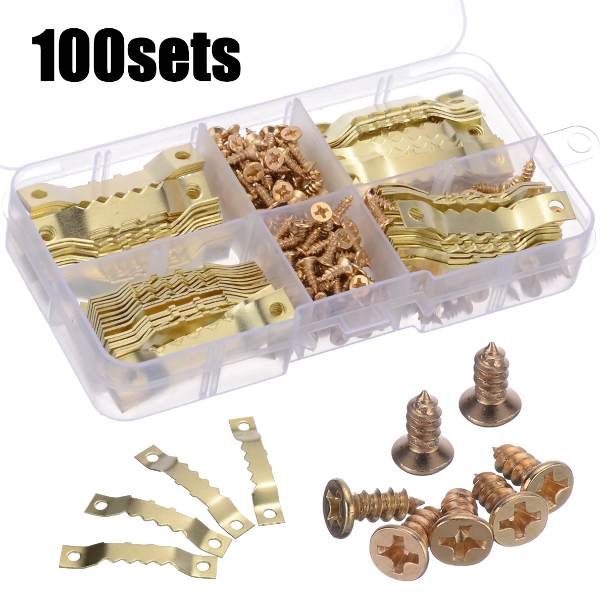 Hot Sale 100 Sets 45*8mm Golden Hanging Picture Photo oil Painting Mirror Frame Saw Tooth Hooks Hangers Frame Hooks + Screws
Hot Sale 100 Sets 45*8mm Golden Hanging Picture Photo oil Painting Mirror Frame Saw Tooth Hooks Hangers Frame Hooks + Screws