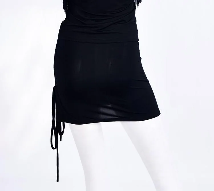 Latin dance when the unilateral drawstring skirt dress skirt short Latin practice S12059
Latin dance when the unilateral drawstring skirt dress skirt short Latin practice S12059