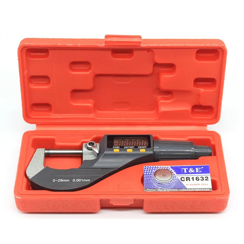 High precision 0.001 mm battery CR1632 electronic outer diameter micrometer 0-25 mm with LCD digital micrometer digital caliper
High precision 0.001 mm battery CR1632 electronic outer diameter micrometer 0-25 mm with LCD digital micrometer digital caliper