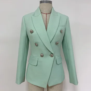 New Europe and America women classic double breasted suit lion button cultivate morality suit small jacket mint green
New Europe and America women classic double breasted suit lion button cultivate morality suit small jacket mint green
