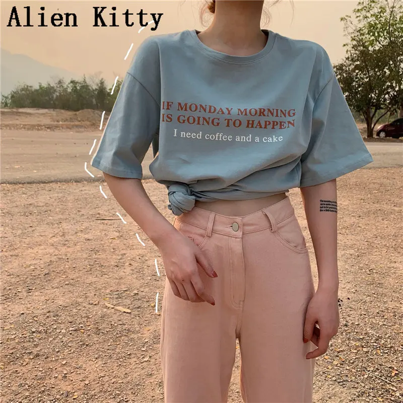 Alien Kitty Summer Short Sleeves Casual Vintage Letters Fashion Simple All Match Slim Loose O-Neck Basic T-shirts 5 Colors
Alien Kitty Summer Short Sleeves Casual Vintage Letters Fashion Simple All Match Slim Loose O-Neck Basic T-shirts 5 Colors