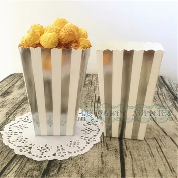 Free Shipping 24pcs Foil Silver Popcorn Box Small 5x7x11.5cm Party Favor Treat Boxes Silver Metallic Foil Striped Boxes
Free Shipping 24pcs Foil Silver Popcorn Box Small 5x7x11.5cm Party Favor Treat Boxes Silver Metallic Foil Striped Boxes