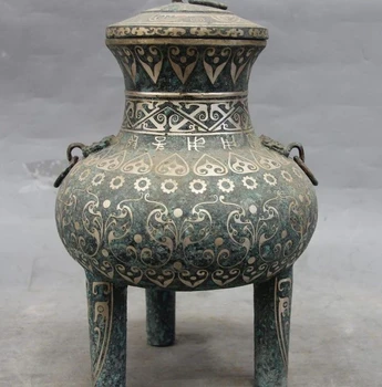 12 China Dynasty Bronze Silver-Gilt Crock Flask kettle Bottle Pot Incense Burner
12 China Dynasty Bronze Silver-Gilt Crock Flask kettle Bottle Pot Incense Burner