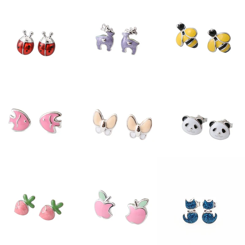 2019 New 925 Sterling Silver Fawn Ladybug Fish Panda Carrot Apple Enamel Charm Earrings Fit for Women's Jewelry
2019 New 925 Sterling Silver Fawn Ladybug Fish Panda Carrot Apple Enamel Charm Earrings Fit for Women's Jewelry