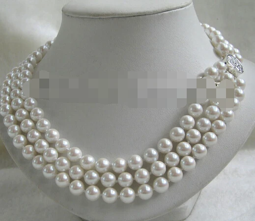 FREE SHIPPING>>>@@ AS2321 Beautiful 3row 8mm white perfect round south sea shell pearl necklace-925 silver
FREE SHIPPING>>>@@ AS2321 Beautiful 3row 8mm white perfect round south sea shell pearl necklace-925 silver