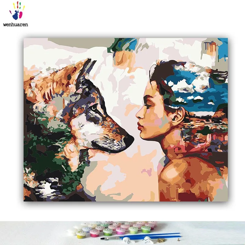 DIY Coloring paint by numbers Woman and puppy paintings by numbers with kits 40x50 framed
DIY Coloring paint by numbers Woman and puppy paintings by numbers with kits 40x50 framed