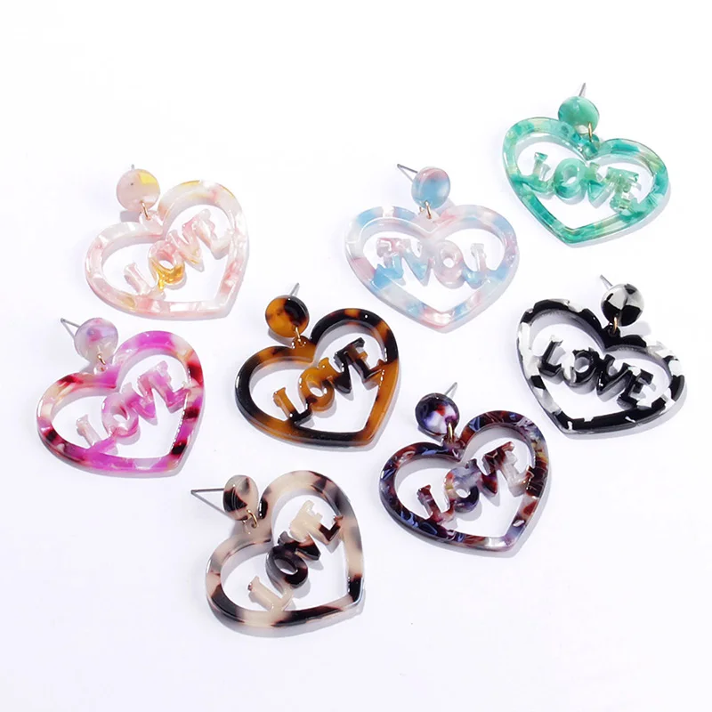 Personality Simple Hollow Heart English Letter LOVE Acrylic Drop Earrings For Women Girl Charm Leopard Print Resin Boho Jewelry
Personality Simple Hollow Heart English Letter LOVE Acrylic Drop Earrings For Women Girl Charm Leopard Print Resin Boho Jewelry