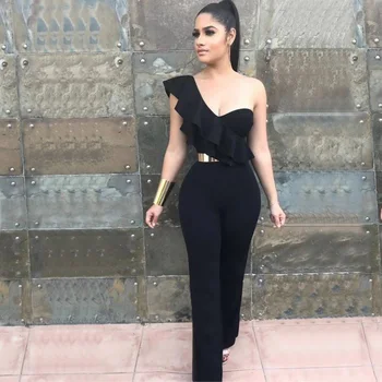 Fashion Summer Black Bandage Jumpsuit 2018 Newest Women One Shoulder Elegant Ruffles Bodycon Night Out Party Jumpsutis Wholesale
Fashion Summer Black Bandage Jumpsuit 2018 Newest Women One Shoulder Elegant Ruffles Bodycon Night Out Party Jumpsutis Wholesale