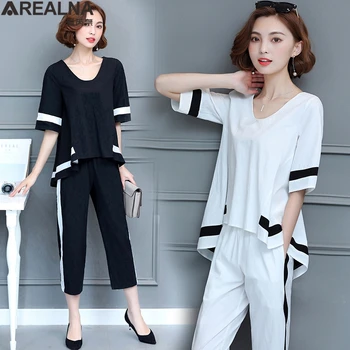 Plus Size suit Women 2 Piece set short Top and Pants 2019 Summer temperament female large size Clothing Sets white and black 5XL
Plus Size suit Women 2 Piece set short Top and Pants 2019 Summer temperament female large size Clothing Sets white and black 5XL