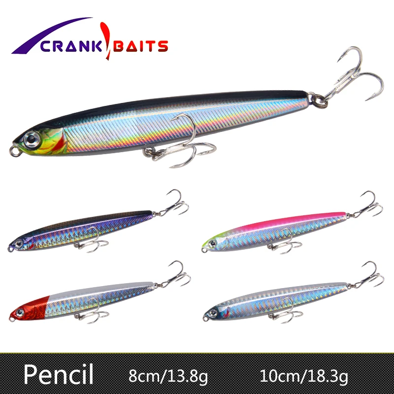 CRANK BAITS Pencil Fishing Lures isca artificial Hard baits 80mm/100mm 13.8g/18.3g Artificial Bait Spoon Sinking metal wobbler
CRANK BAITS Pencil Fishing Lures isca artificial Hard baits 80mm/100mm 13.8g/18.3g Artificial Bait Spoon Sinking metal wobbler