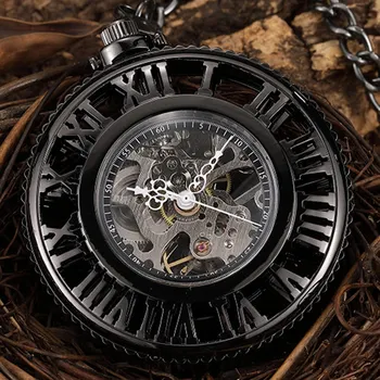 Steampunk Black Skeleton Big Roman Numerals Vintage Mechanical Pocket Watch Men Hand Wind Hollow Fob Pendant Watch Necklace Gift
Steampunk Black Skeleton Big Roman Numerals Vintage Mechanical Pocket Watch Men Hand Wind Hollow Fob Pendant Watch Necklace Gift