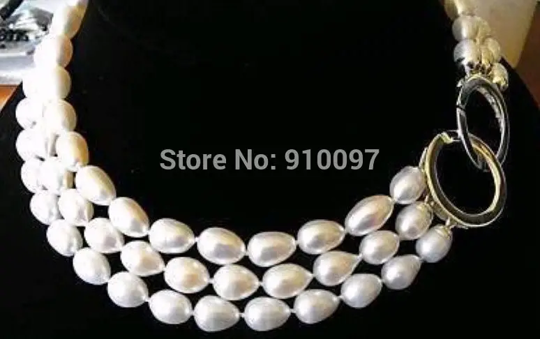 Фото LHX54013> 3 ряда AAA подлинное белое Жемчужное Ожерелье AKOYA 16-18" | Украшения и