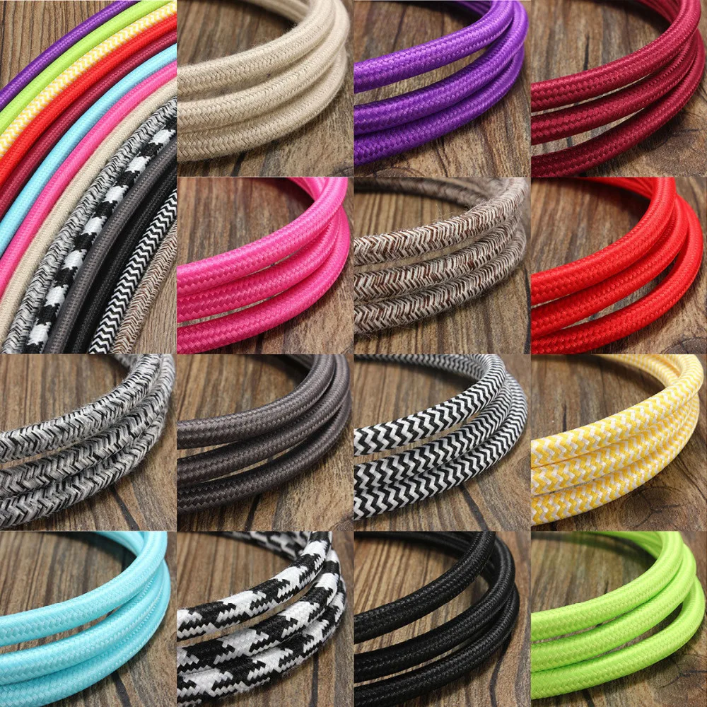 10m/lot 0.75mm 2 CORE Vintage Fabric Electrical Cable 11 Candy Color Retro Electric Wire For LED Pendant Light Black Lamp Cord
10m/lot 0.75mm 2 CORE Vintage Fabric Electrical Cable 11 Candy Color Retro Electric Wire For LED Pendant Light Black Lamp Cord