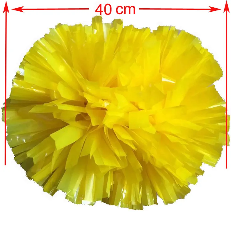 Yellow cheerleading pompoms (2pieces/lot) 40CM Cheers pompon with middle plastic handle Color can free combination
Yellow cheerleading pompoms (2pieces/lot) 40CM Cheers pompon with middle plastic handle Color can free combination