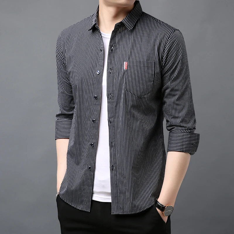 2019 Fashion Brand Designer Shirt Men Striped Top Grade Slim Fit Streetwear Long Sleeve Workout Japanese Casual Men Clothes
2019 Fashion Brand Designer Shirt Men Striped Top Grade Slim Fit Streetwear Long Sleeve Workout Japanese Casual Men Clothes