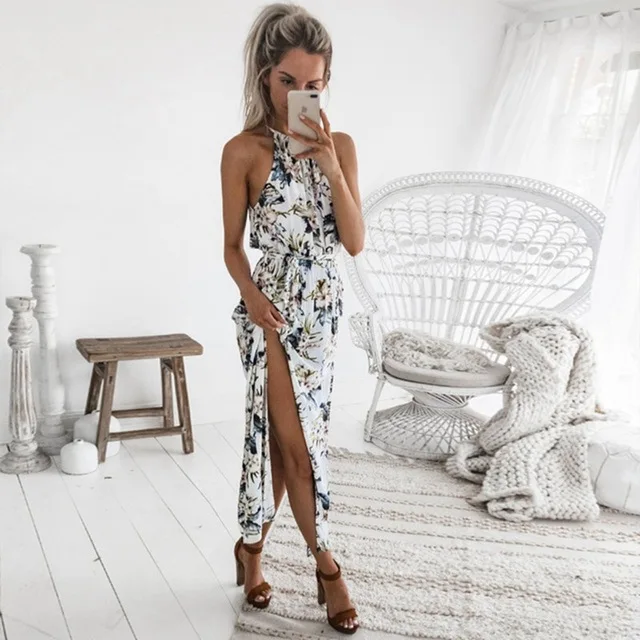 Boho Floral Print Halter Long Dress Women Sexy Backless Summer Beach Maxi Dresses Female Casual Vestidos
Boho Floral Print Halter Long Dress Women Sexy Backless Summer Beach Maxi Dresses Female Casual Vestidos