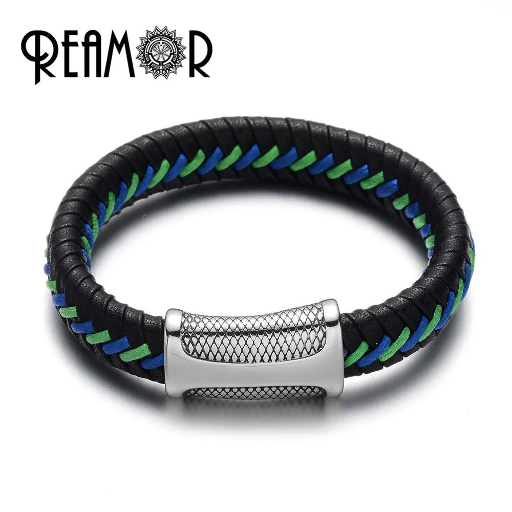 RUIMO Genuine Leather Braided Men Bracelets 316L Stainless Steel Simple Style Cuff Bracelet for Men Magnetic Clasp Male Bangles
RUIMO Genuine Leather Braided Men Bracelets 316L Stainless Steel Simple Style Cuff Bracelet for Men Magnetic Clasp Male Bangles