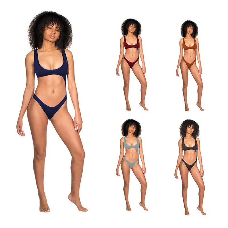 New Sexy Bikini Swimsuit Hollow Split Women's Padded Push Up Swimwear Solid Color Seductive High Thong Summer Beach Wear Monkini
New Sexy Bikini Swimsuit Hollow Split Women's Padded Push Up Swimwear Solid Color Seductive High Thong Summer Beach Wear Monkini