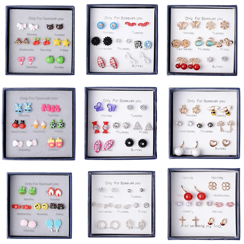 7 Pairs/lot Trendy Cute Kids Candy Color Cartoon Pet Lip Mixed Shape Stud Earrings Set For Girls Children Gifts Jewelry
7 Pairs/lot Trendy Cute Kids Candy Color Cartoon Pet Lip Mixed Shape Stud Earrings Set For Girls Children Gifts Jewelry