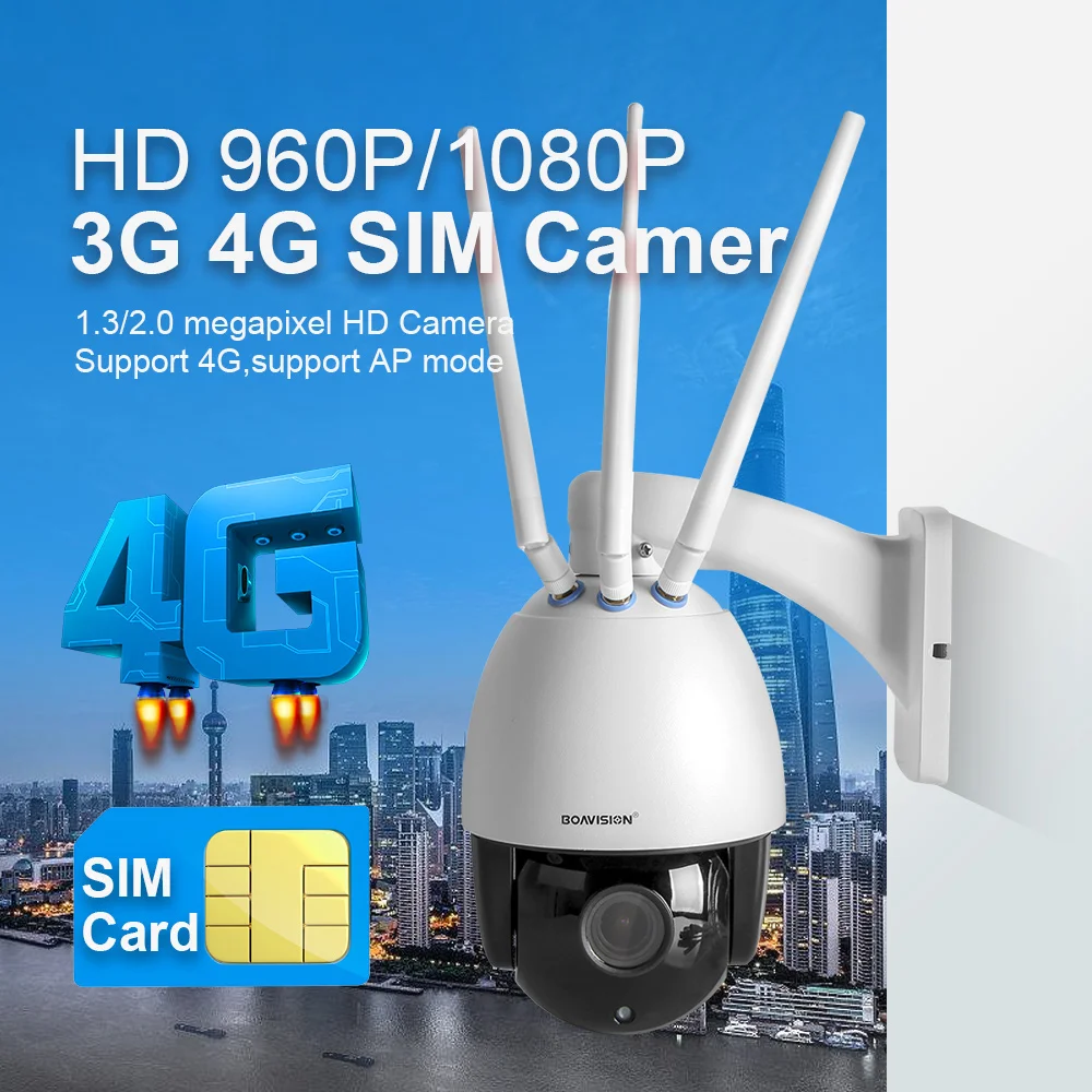 4G купольная PTZ камера для sim карты наружная HD 1080P 5X Zoom/10X Zoom двухсторонняя аудио