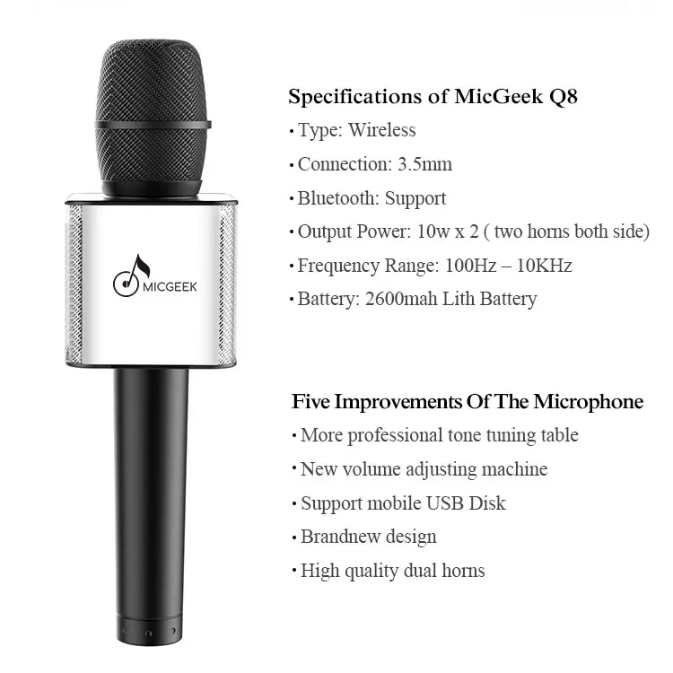 Original brand MicGeek Q9 Bluetooth Karaoke Microphone Wireless Professional Player speaker With Carring Case For Iphone Android_09
