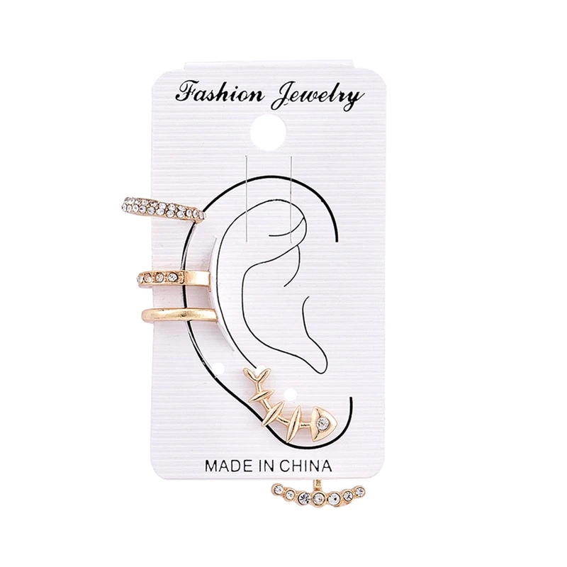 4 Pcs/Set Ear Stud Crystal Rhinestones Fish Bone Earrings Ear Clip Women Girl's Fashion Jewelry Gift
4 Pcs/Set Ear Stud Crystal Rhinestones Fish Bone Earrings Ear Clip Women Girl's Fashion Jewelry Gift