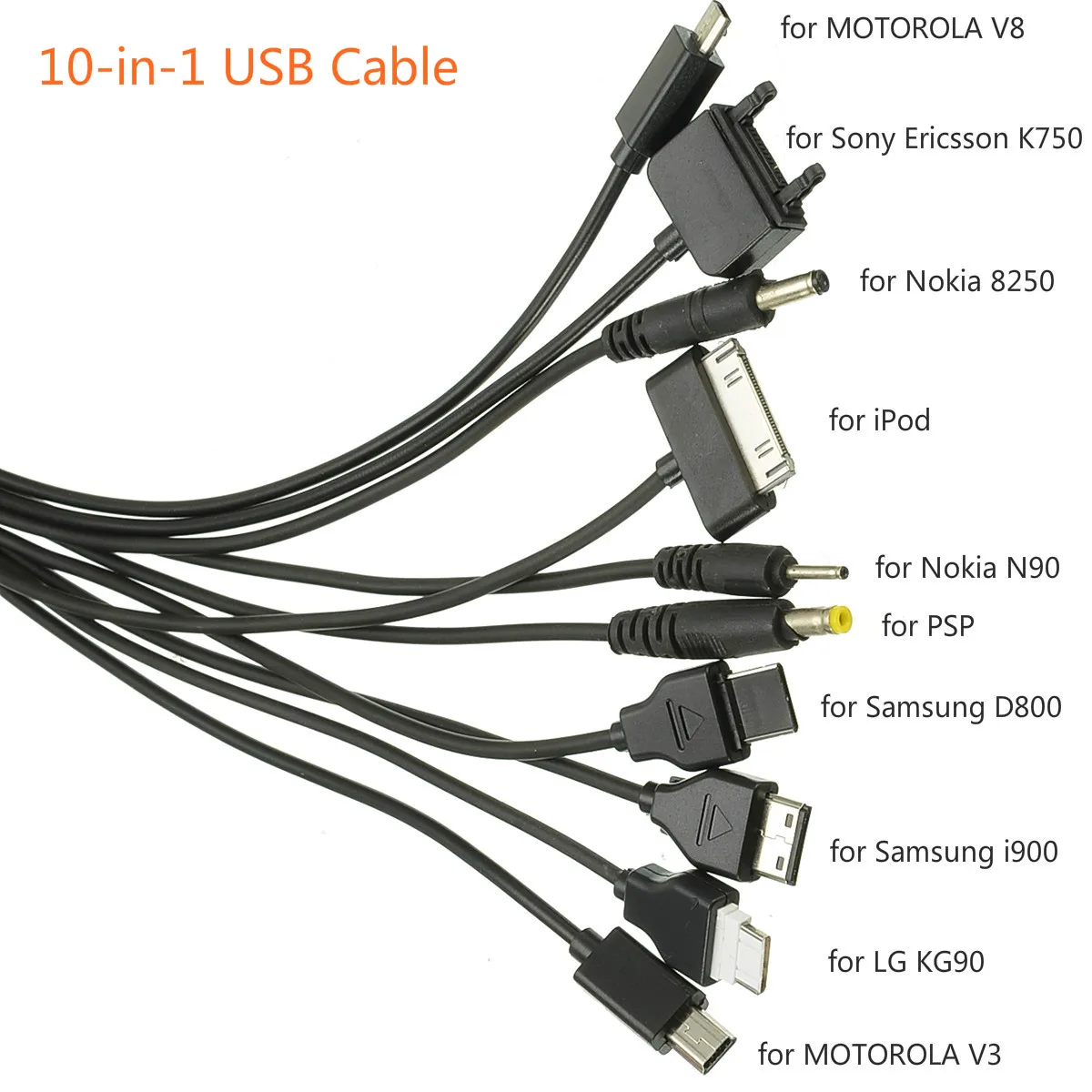 10 in 1 Universal Multifunctional USB Cables For Mobile Phone Multi Charger Line For iphone/ipad/Samsung/HTC/Nokia/MP3
10 in 1 Universal Multifunctional USB Cables For Mobile Phone Multi Charger Line For iphone/ipad/Samsung/HTC/Nokia/MP3