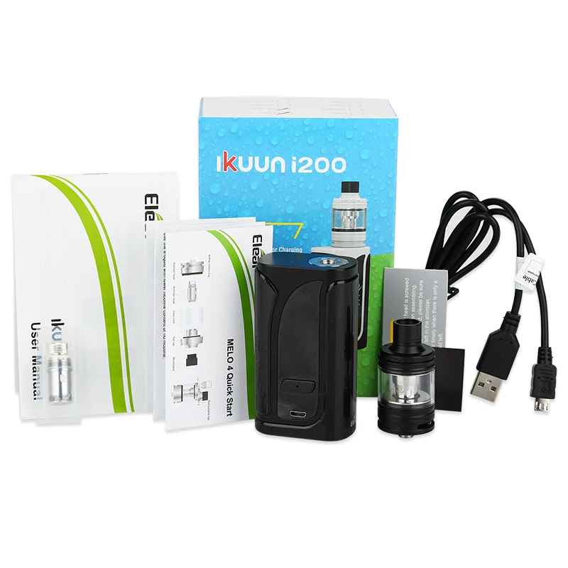 Original 200W Eleaf IKuun I200 / ikuu i200 Vape Kit with MELO 4 Atomizer 4.5ml & 4600mAh Battery Box Mod & EC2 Coil vs Drag 2