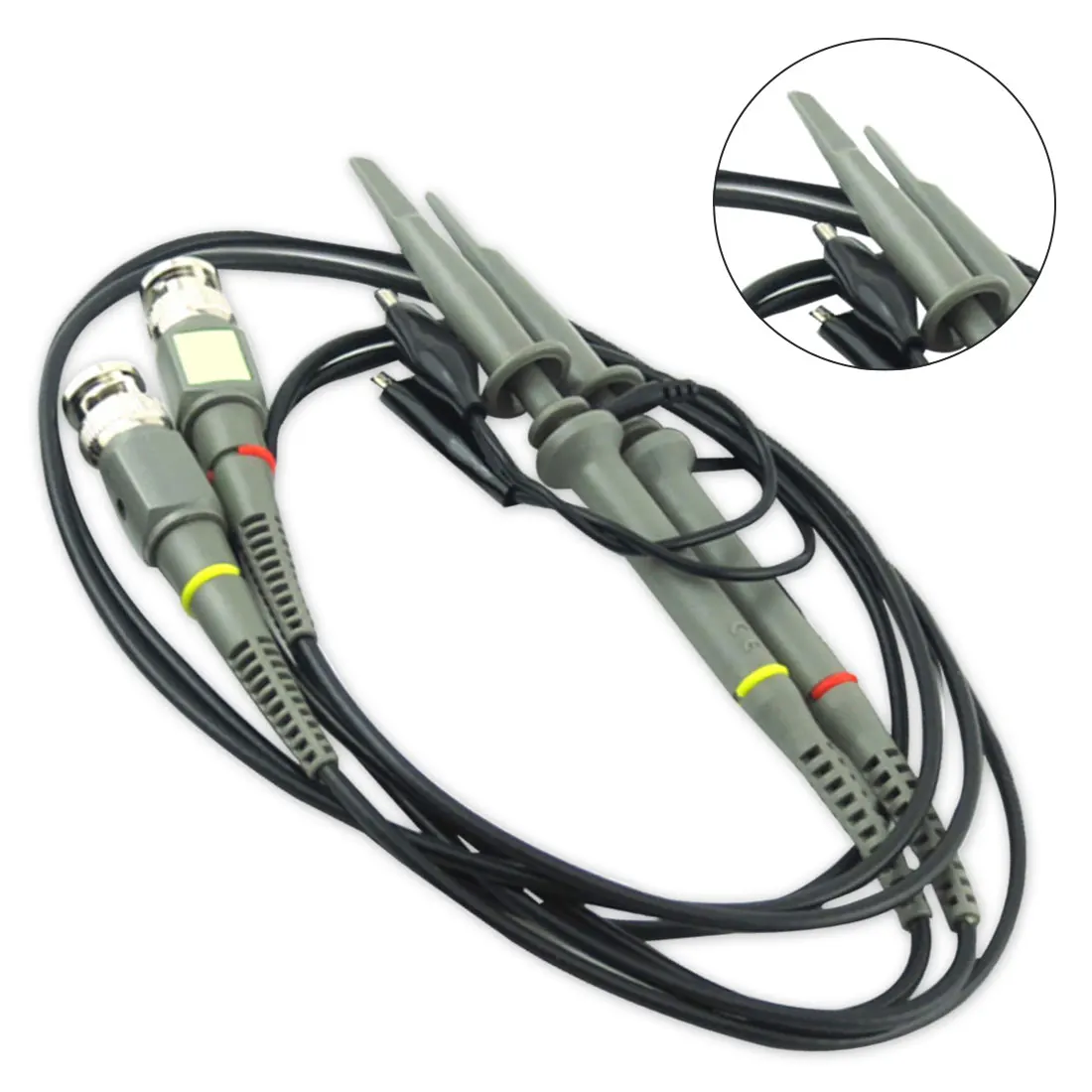 

Hot 2pcs P6100 BNC Oscilloscope Probe Kit 100MHz 1X 10X High Precision Scope Analyzer Alligator Clip Probes Test Leads