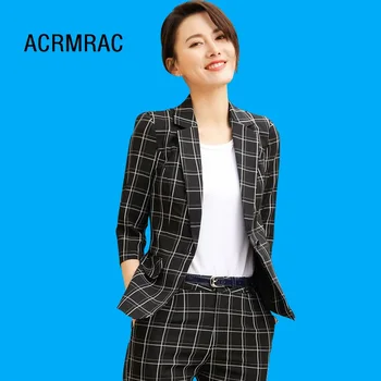 Women suits Slim summer Plaid Half sleeve jacket Ankle-Length Pants OL Formal Women pants suits Woman set suits 9837
Women suits Slim summer Plaid Half sleeve jacket Ankle-Length Pants OL Formal Women pants suits Woman set suits 9837