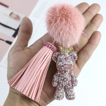 Cute Fox Fur Ball Pompom Crown Gloomy Bear Key Chains Tassel All Rhinestones Bomgom Bears Key Ring Car Bag Pendant Key Chains
Cute Fox Fur Ball Pompom Crown Gloomy Bear Key Chains Tassel All Rhinestones Bomgom Bears Key Ring Car Bag Pendant Key Chains