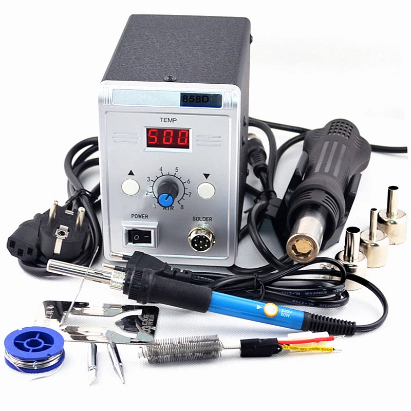 700W 858D Soldering Station LED Digital Solder Iron desoldering station BGA Rework Solder Station Hot Air Gun+ 60W Electric iron
700W 858D Soldering Station LED Digital Solder Iron desoldering station BGA Rework Solder Station Hot Air Gun+ 60W Electric iron