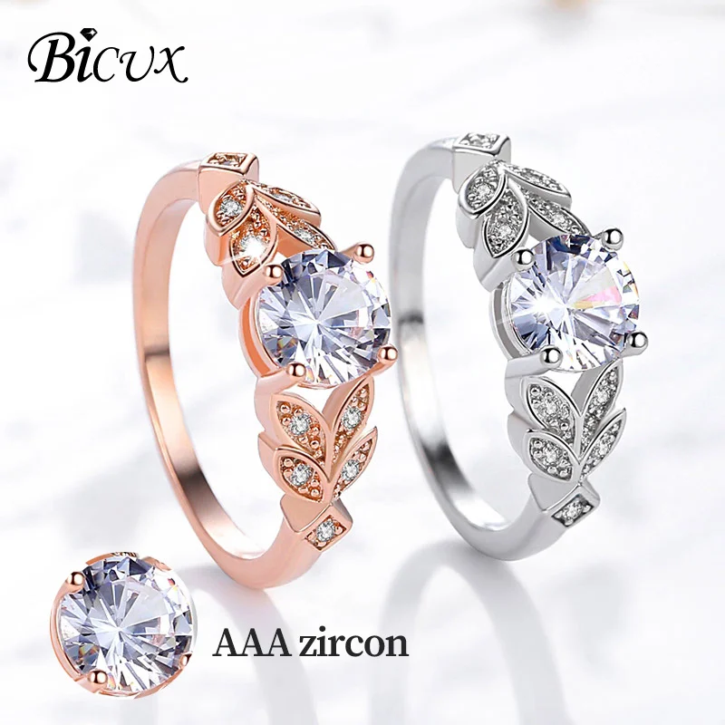 BICUX Fashion Elegant Gold Silver Crystal Rings for Women Girl Wedding Engagement Anniversary Leaf Cubic Zircon Ring Jewelry
BICUX Fashion Elegant Gold Silver Crystal Rings for Women Girl Wedding Engagement Anniversary Leaf Cubic Zircon Ring Jewelry