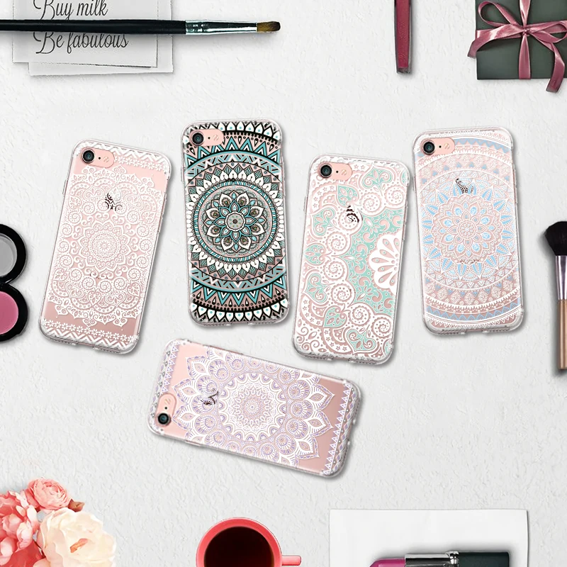 Fashion Women Color Transparent Lace Mandala Flower TPU Cover for Iphone 4 4S 5 5S SE 6 6S 7 8 Plus X Pattern Silicone Case Capa
Fashion Women Color Transparent Lace Mandala Flower TPU Cover for Iphone 4 4S 5 5S SE 6 6S 7 8 Plus X Pattern Silicone Case Capa