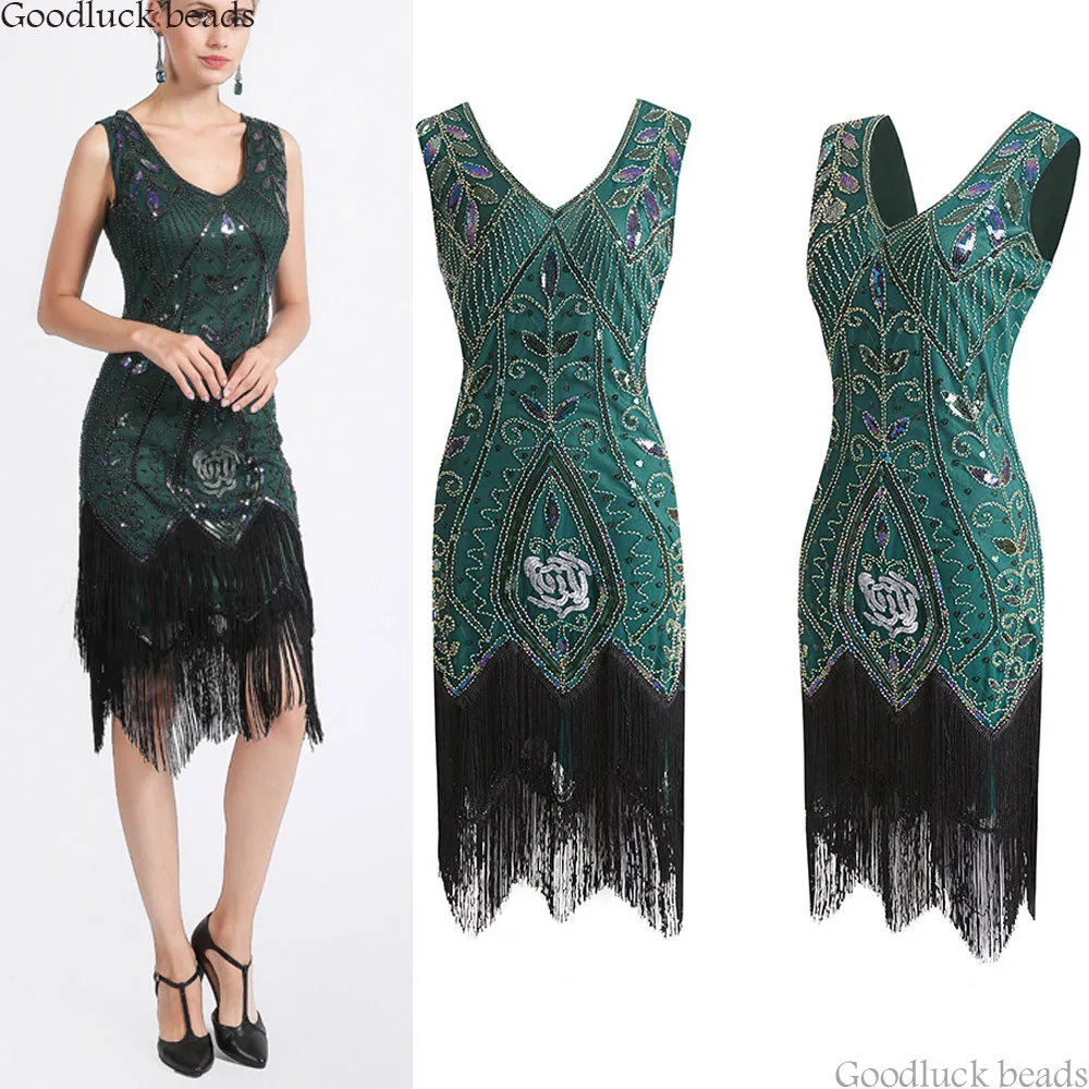 Women 1920s Diamond Sequined Embellished Fringed Floral Flapper Lace Black Dress Retro Tassle Midi Party Dress Ukraine Vestido
Women 1920s Diamond Sequined Embellished Fringed Floral Flapper Lace Black Dress Retro Tassle Midi Party Dress Ukraine Vestido