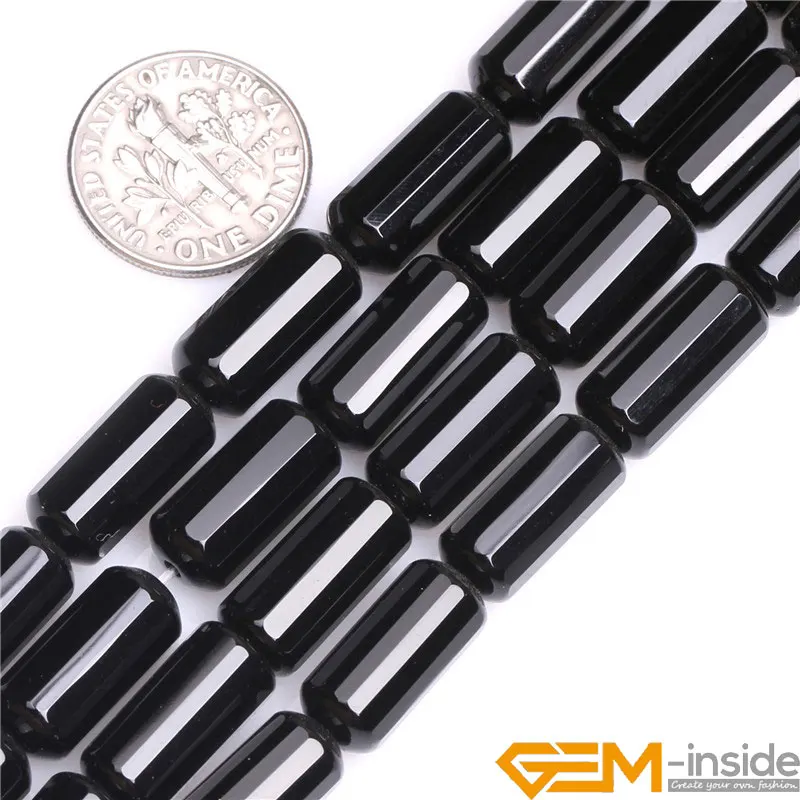 

Column Tube Faceted AA grade Black Agates Beads Natural Stone Bead DIY Loose Bead For Jewelry Making Strand 15" Wholesale