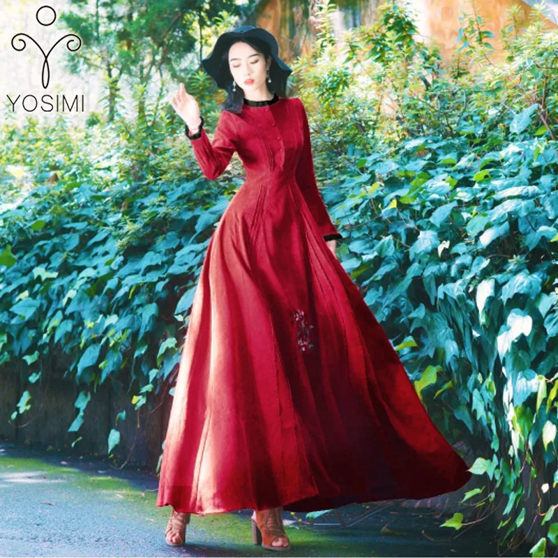YOSIMI Autumn Winter Maxi Embroidery Corduroy Vintage Long Women Dress Full Sleeve Ankle-Lenght Evening Party Female Vestido
YOSIMI Autumn Winter Maxi Embroidery Corduroy Vintage Long Women Dress Full Sleeve Ankle-Lenght Evening Party Female Vestido