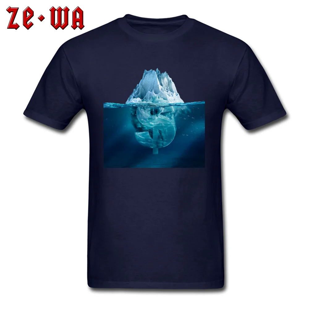 Birthday T Shirts Funky Round Collar Creative Iceberg currency symbol 100% Cotton Men Tees Custom Short Sleeve T Shirt Creative Iceberg currency symbol navy