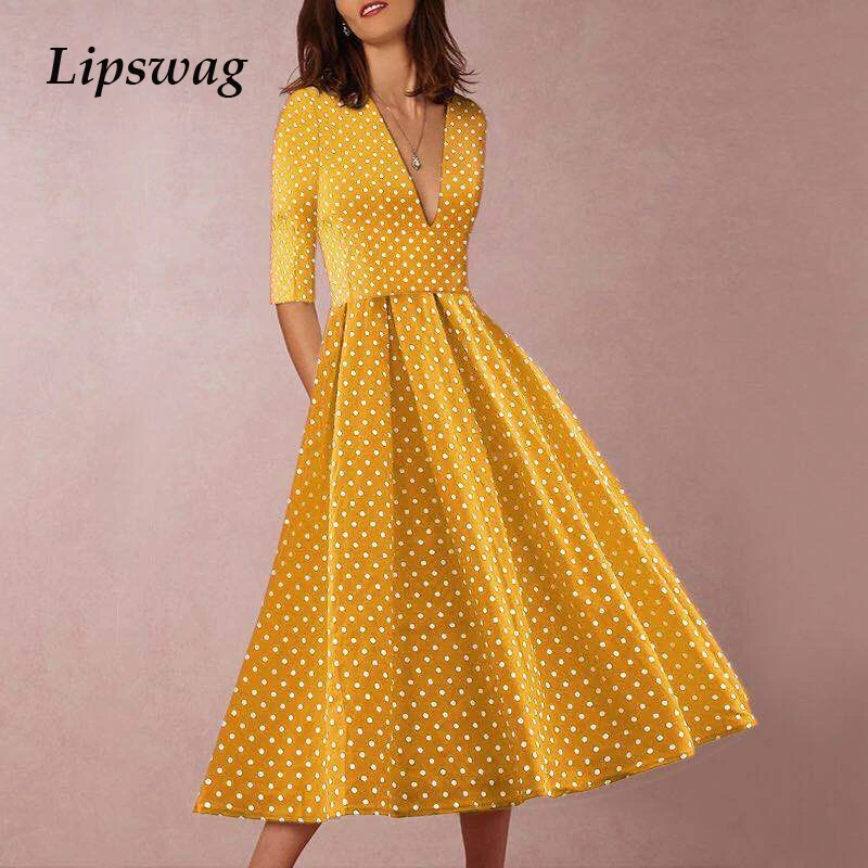 Lipswag 2XL Sexy Deep V-Neck Polka Dot Dress Women 2019 Summer Half Sleeve Party Dresses Elegant Print Beach Midi Dress Vestidos
Lipswag 2XL Sexy Deep V-Neck Polka Dot Dress Women 2019 Summer Half Sleeve Party Dresses Elegant Print Beach Midi Dress Vestidos
